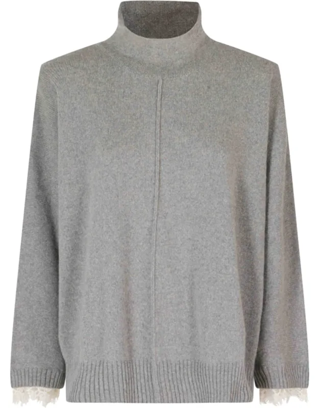 Dropped High Neck Knit Sweater