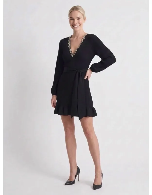 Crystal Embellished Pleated Dress