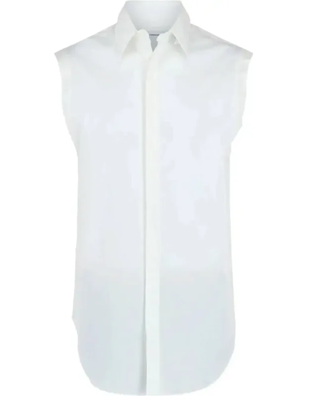Raw Cut Sleeveless Tuxedo Shirt