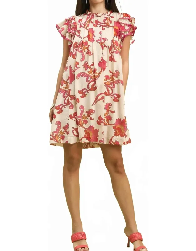 Ruffle Sleeve Mini Dress