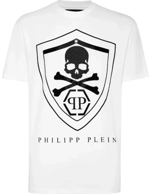 T-shirt Round Neck Ss With Skull & Bones Rhinestones