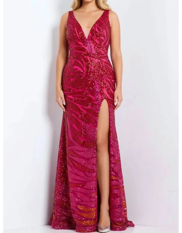 Sequin Fitted Long Formal Prom Dress