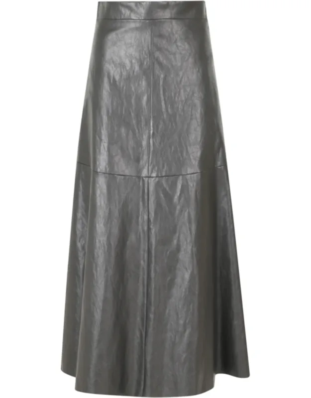 Leather Metal Trim Circle Skirt