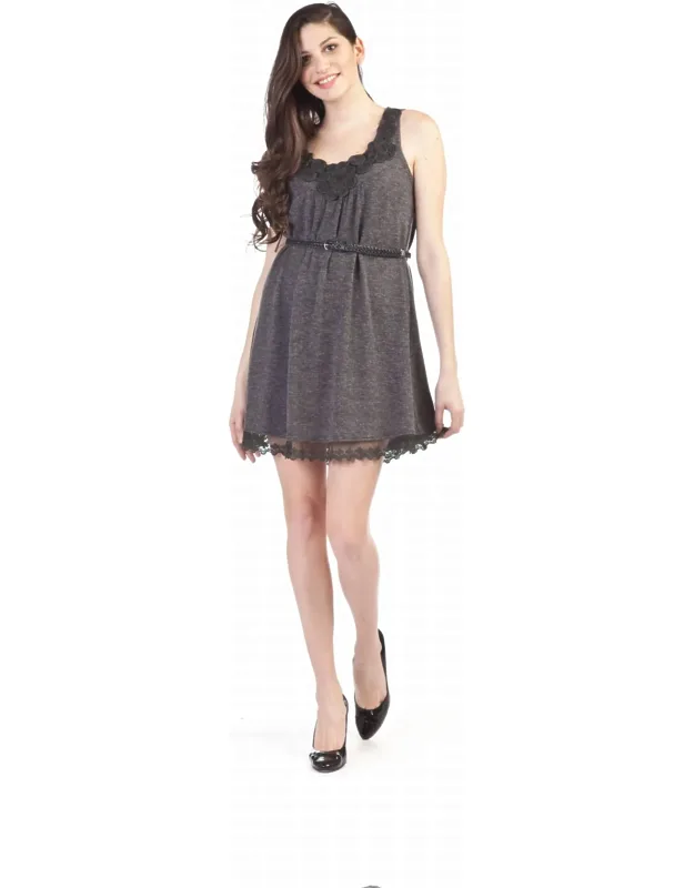 Solid A Line Tank Dress With Soutash Yoke