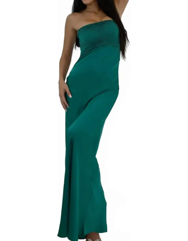 Strapless Satin Maxi Dress