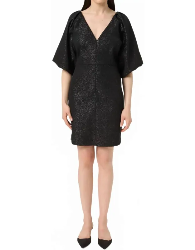 Metallic V-neck Mini Dress