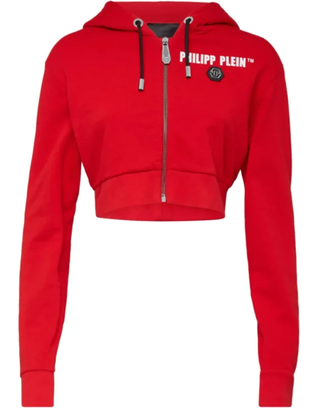 Hoodie Sweatjacket With Crystal Fringe