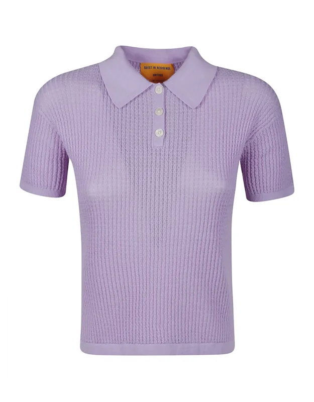 Cropped Ribbed Cashmere Polo Shirt