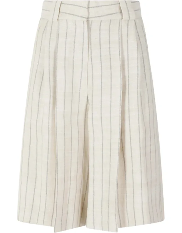 Serene Striped Smiley-detail Linen-blend Shorts