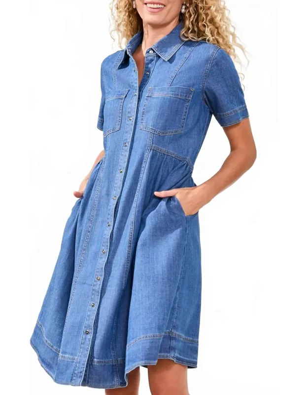 Button Down Flowy Dress With Pockets