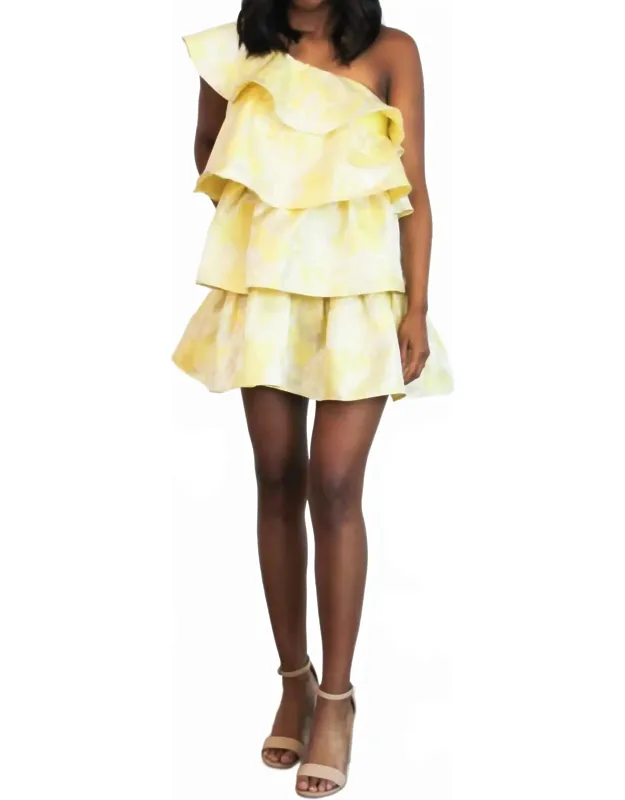 Tiered One Shoulder Ruffle Dress