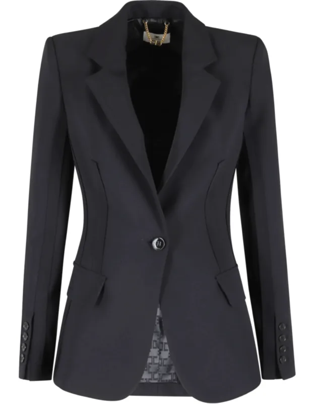Stretch Logo-embroidered Single-breasted Polyester Blazer