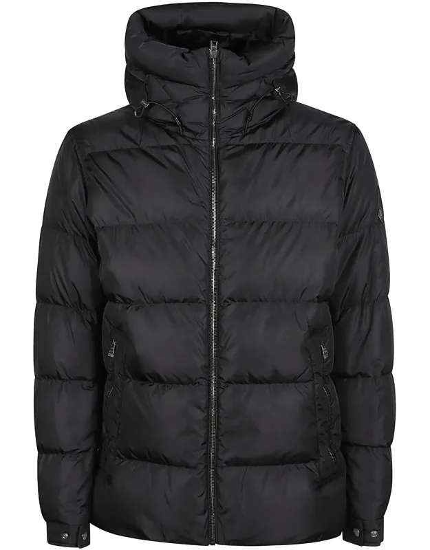 Quilted Down Jacket With High Collar And Hood