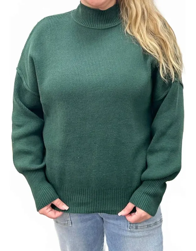 Mock Neck Ribbed Knit Sweater