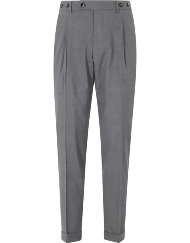 Smoke Barber Long Darts Turn-up Wool-blend Trousers