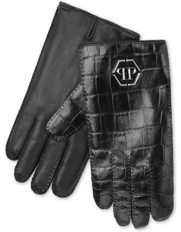 Crocco Printed Leather Gloves