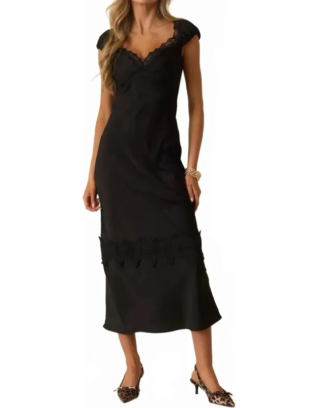 Lace Trim Midi Dress
