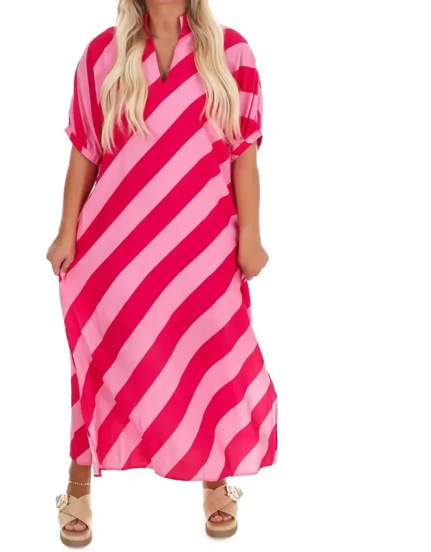 Never Hold Back Stripe Midi Dress