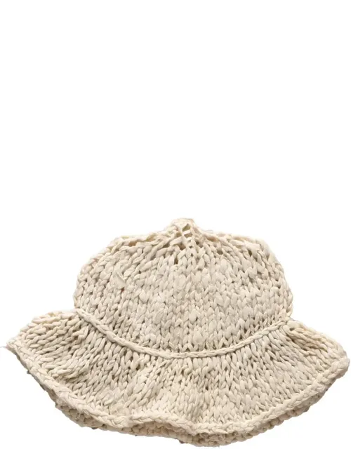Wide Floppy Brim Cotton Knit Hat