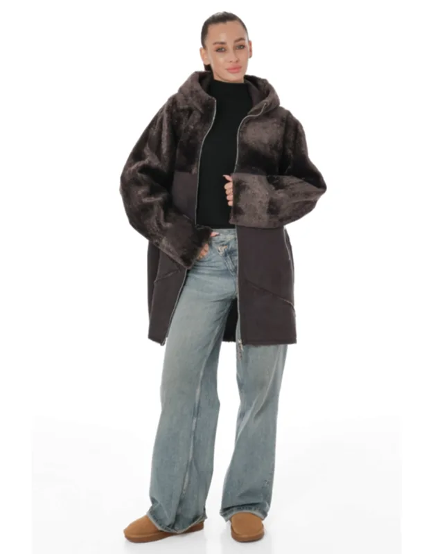 Hooded Eco-suede Coat