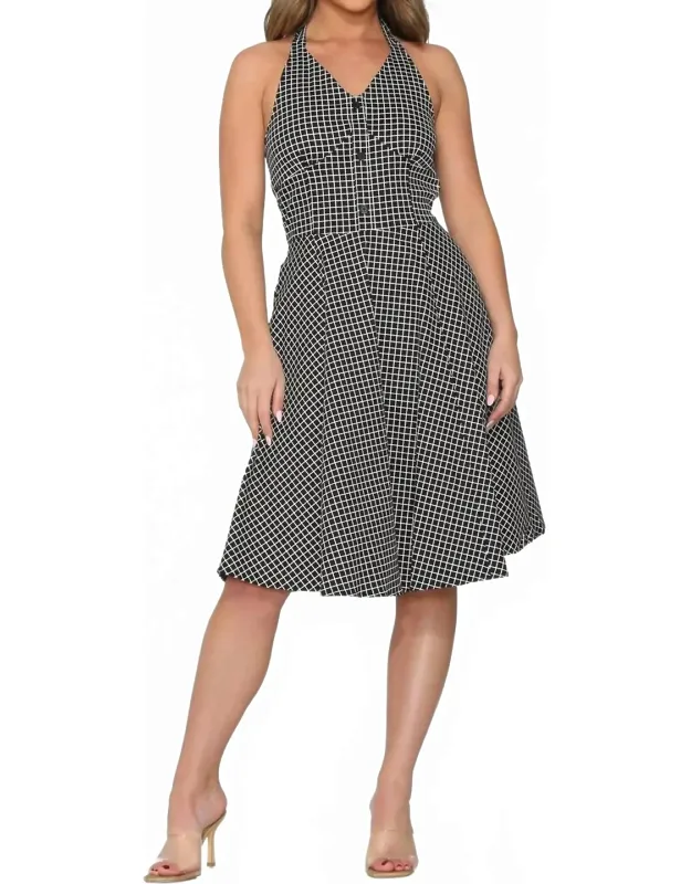 Checkmate Halter Dress