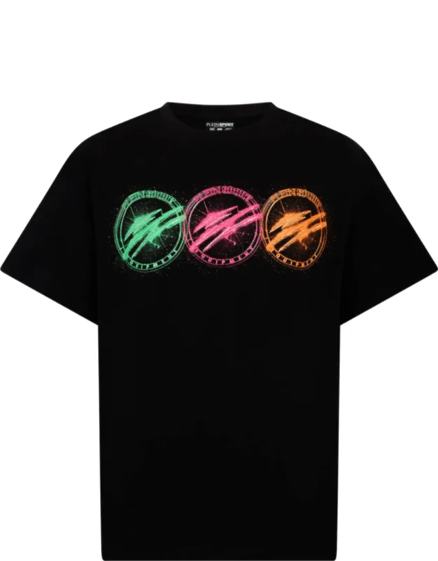 Round Neck T-shirt Scratch - Cotton Jersey, Rubberised Prints