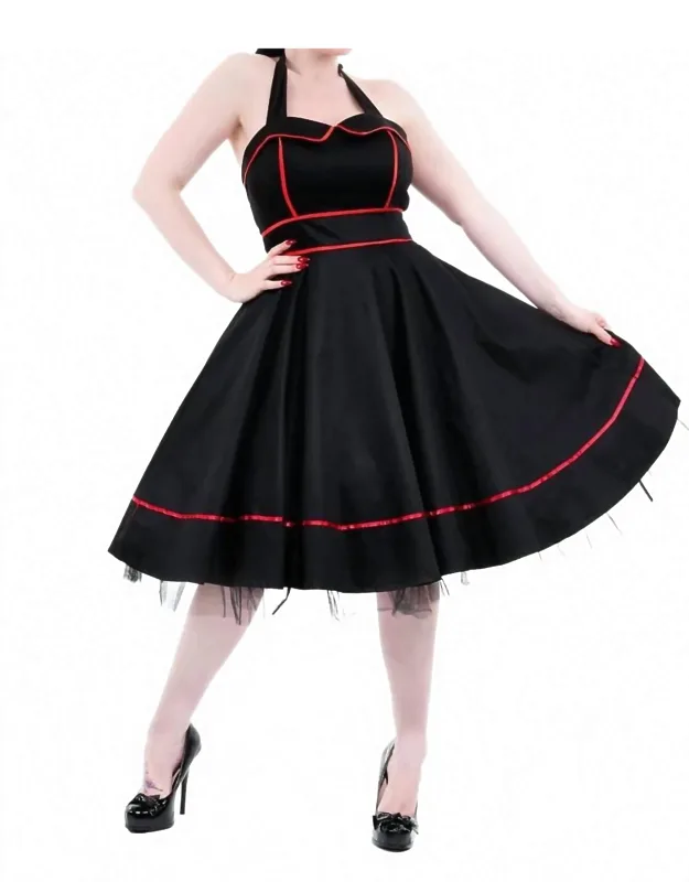 Trim Halter Swing Dress