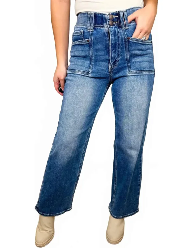 Sutton Tummy Control High-rise Double Button Straight Leg Jeans