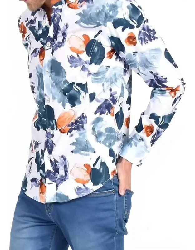 Watercolor Falling Flower Button Down Shirt