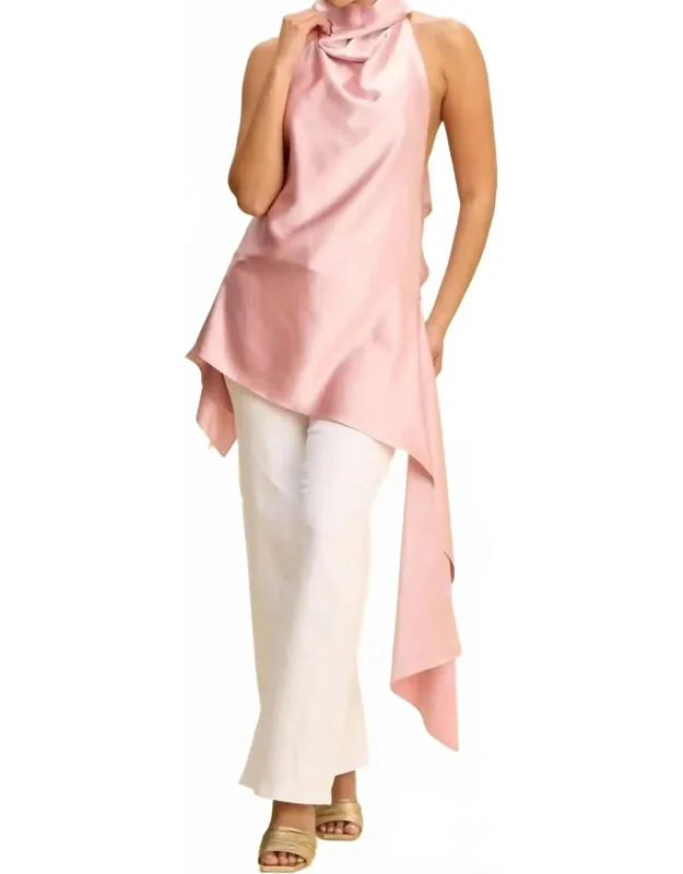 Halter Uneven Hemline Tunic Top