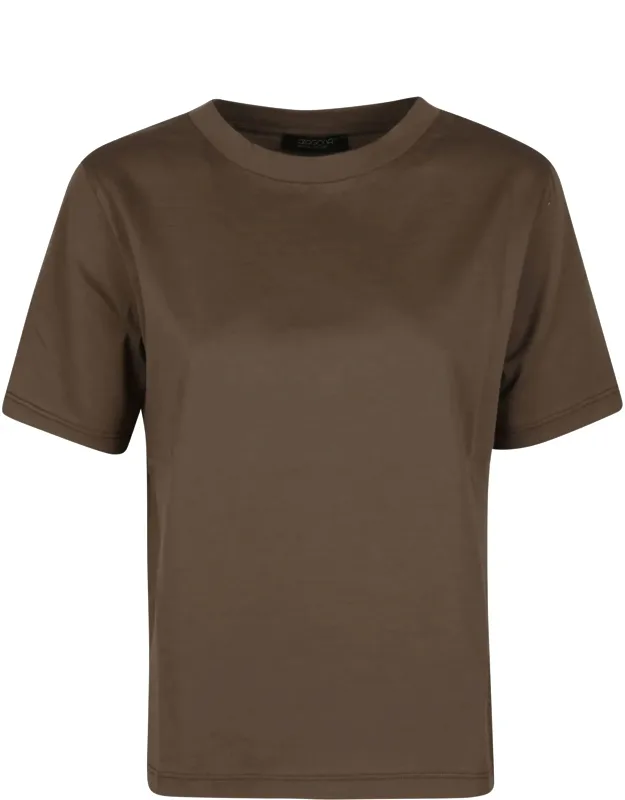 Cropped Round Neck T-shirt