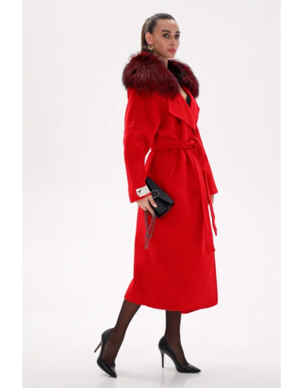 Silver Fox Wool Alpaca Wraparound Coat