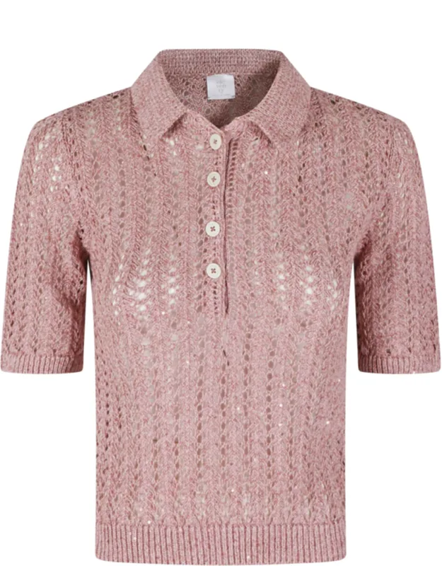 Knit Perforated Ribbed-trim Cotton-blend Polo Shirt