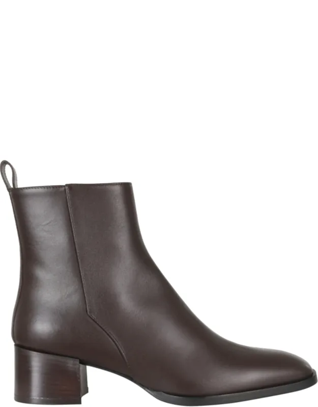 Loren Side Zip High Heel Leather Ankle Boots