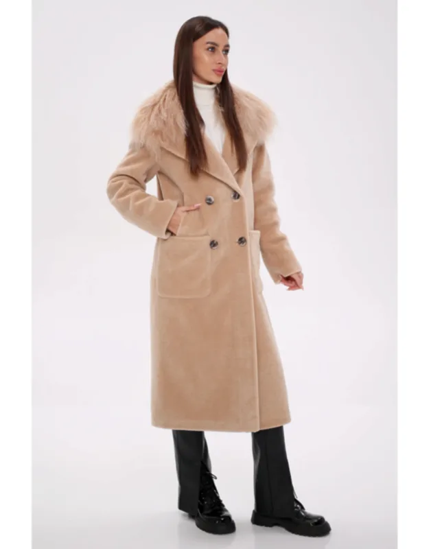 Genuine Lama Fur Virgin Wool Coat