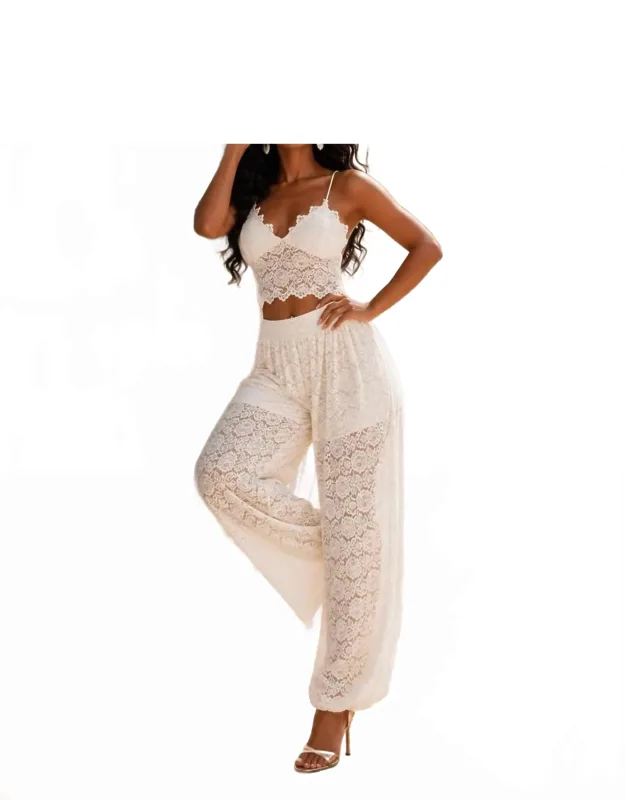 Floral Lace Pant Set