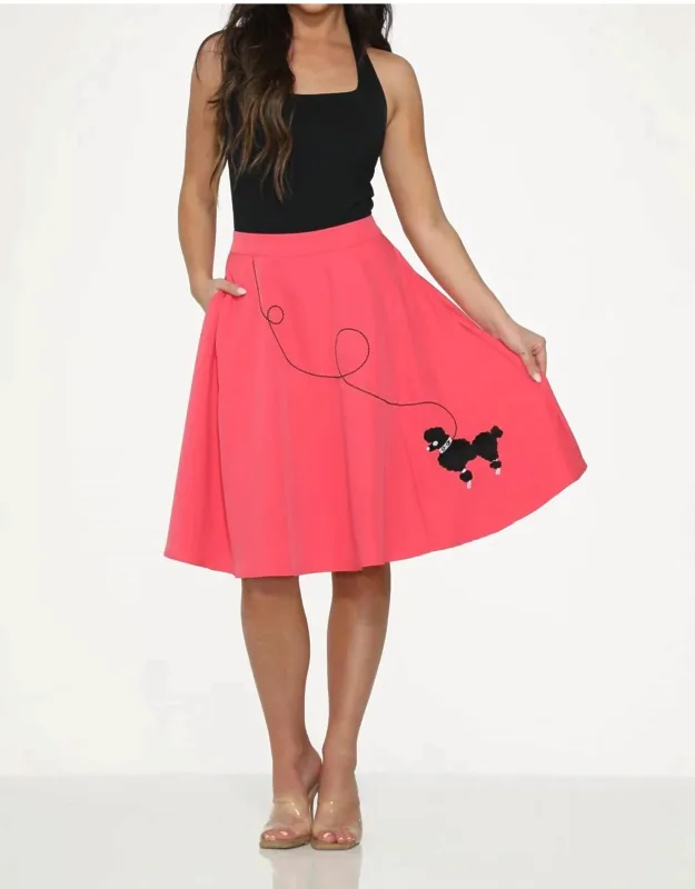 Embroidered Poodle Swing Skirt