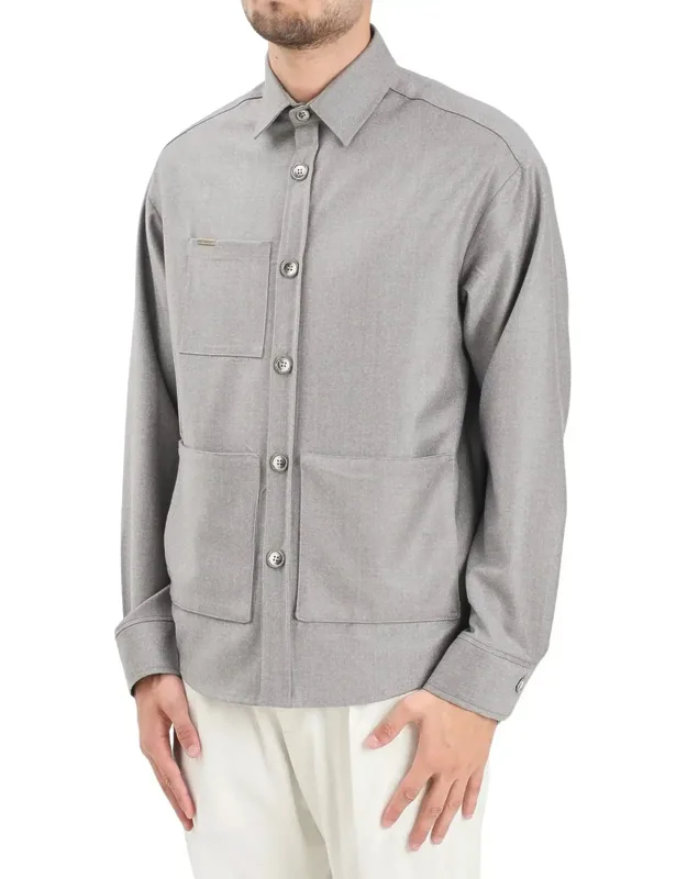 Structured Button-down Wool Shirt