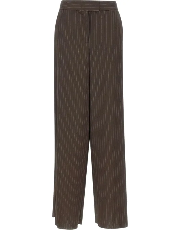 Pinstripe High-waist Wide-leg Cropped Pants