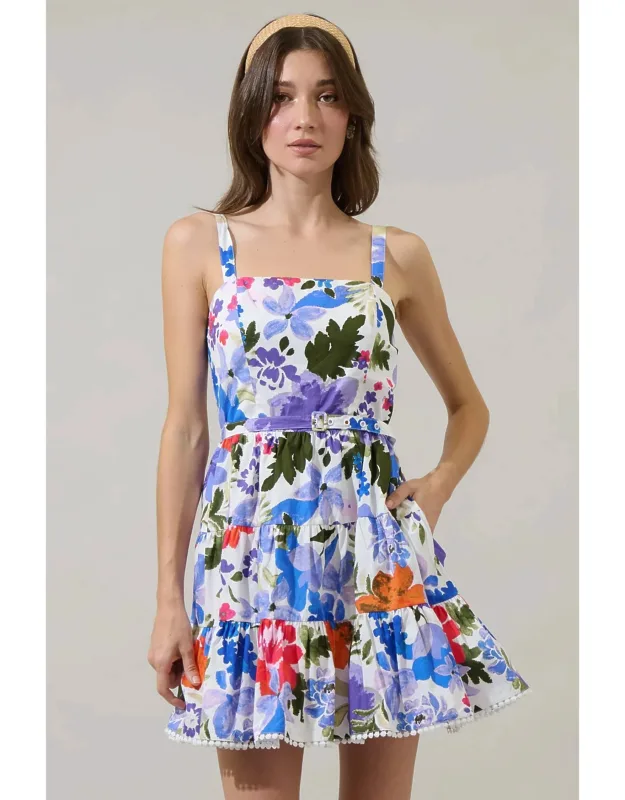 Floral Tiered Poplin Mini Dress
