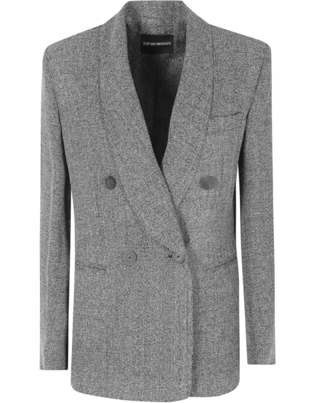 Double-breasted Padded Shoulders Viscose-blend Blazer
