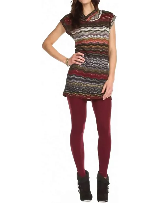 Chevron Stripe Cowl Neck Dress
