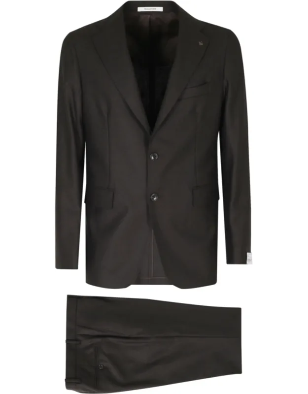 Single-breasted One-pleat Flannel Wool-blend Suit