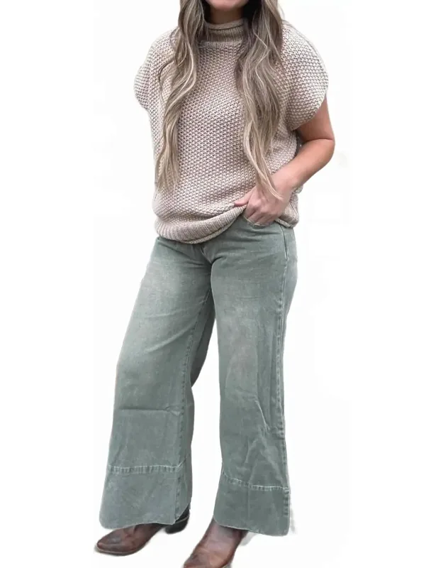 Wide Leg Twill Jeans