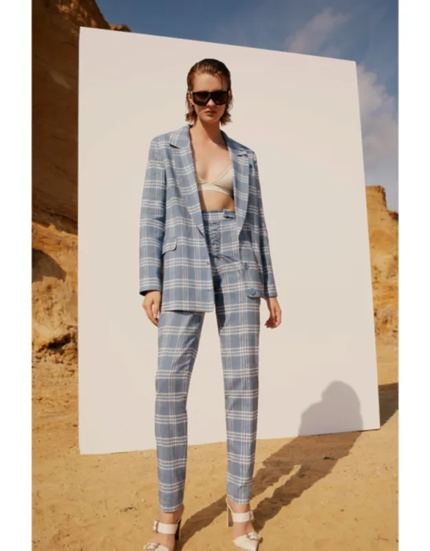 Linen Blend Free Heaven Checked Blazer