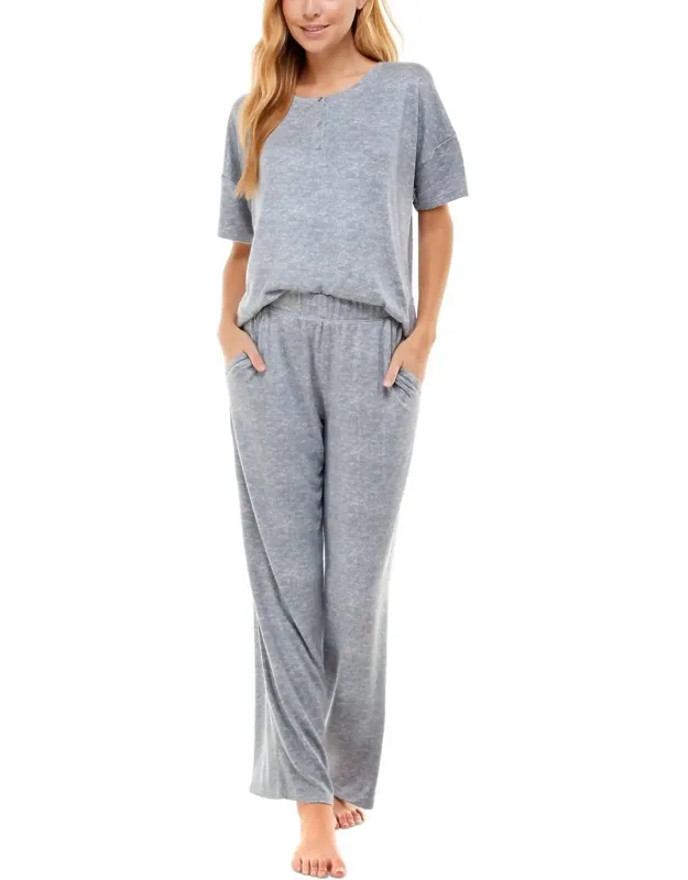 Printed Henley Top & Matching Pajama Pants Set