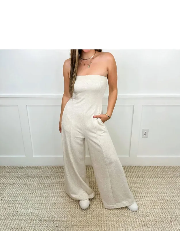 Strapless Cotton Blend Jumpsuit