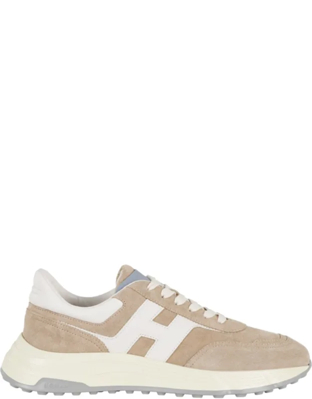 Sand Hyperlight Laced Embossed-h Leather Sneakers