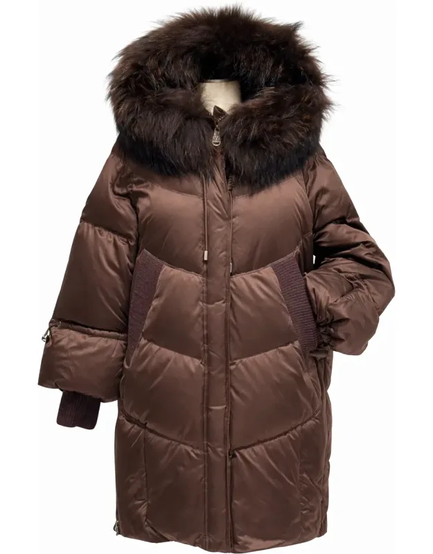 Genuine Fur Trim Down Fill Coat