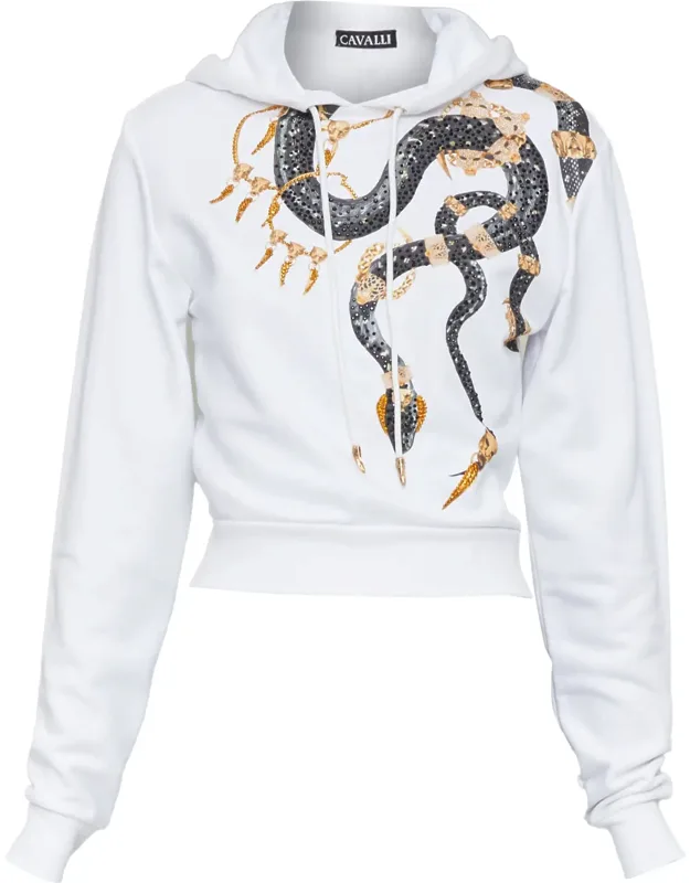 Cotton Snake Chain Crop Hoodie
